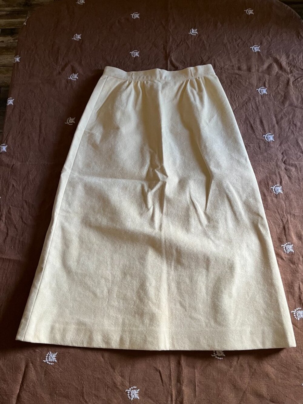 VTG 70s Samuel Robert Ultrasuede Cream A-Line Skirt Size Small Vegan Leather